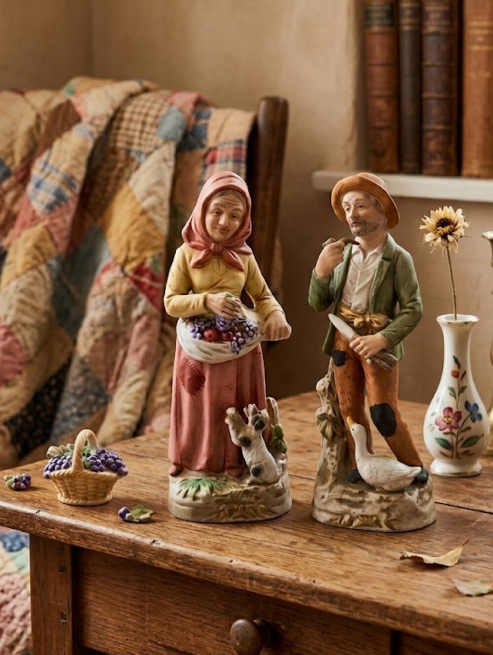 Homco #1417 Old Country Couple Figurines